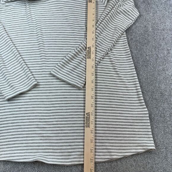 Soft Surroundings Fireside Cowl Neck Pullover Gray/White Striped Sweater Size M - Picture 3 of 10